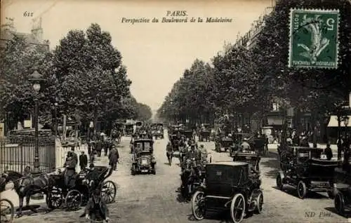 Ak Paris IX., Perspektive des Boulevard de la Madeleine