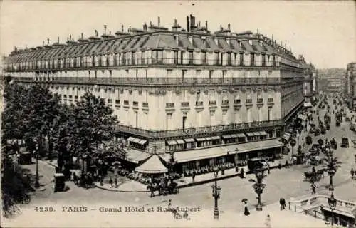 Ak Paris IX, Grand Hotel, Rue Auber