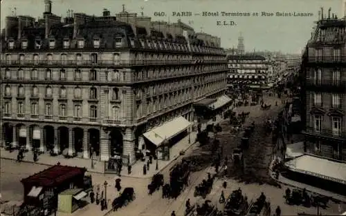 Ak Paris IX., Hotel Terminus, Rue Saint-Lazare