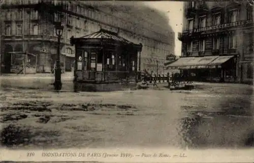 Ak Paris III., Überschwemmungen 1910, Place de Rome