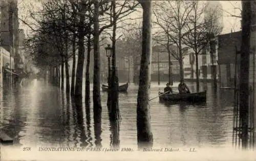 CPA Paris XII., Inondations 1910, Boulevard Diderot