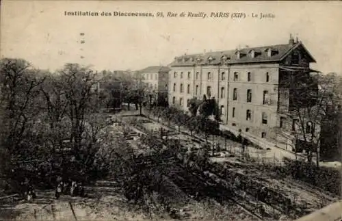 Ak Paris XII., Institution der Diakonissen, 95 Rue de Reuilly, Le Jardin