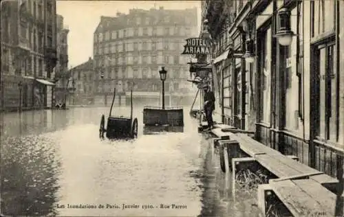 Ak Paris XII., Überschwemmungen 1910, Rue Parrot