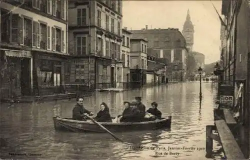 Ak Paris XII., Überschwemmungen 1910, Rue de Bercy