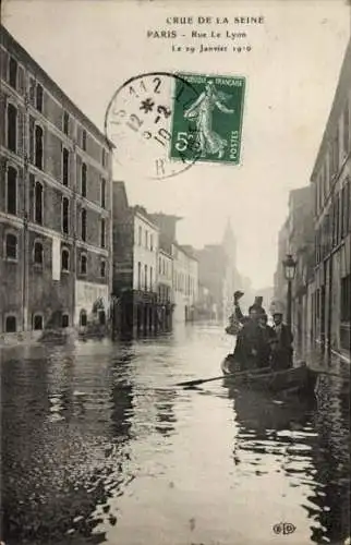 Ak Paris XII., Seineflut 1910, Rue Le Lyon