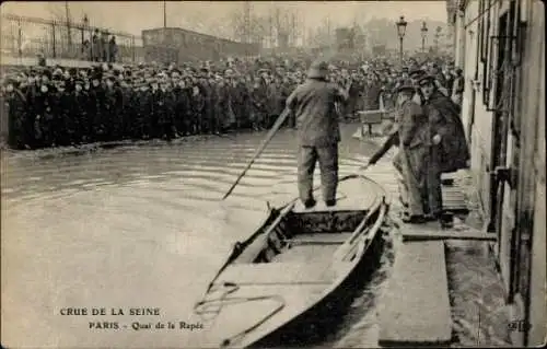 Ak Paris, Überschwemmung der Seine, Quai de la Rapee