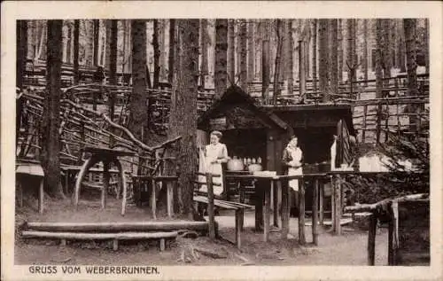 Ak Goslar am Harz, Weberbrunnen, Gastwirtschaft im Wald