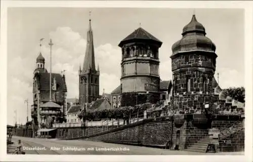 Ak Düsseldorf am Rhein, Alter Schlossturm, Lambertuskirche