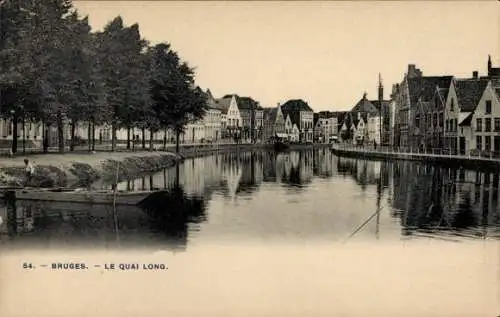 Ak Bruges Brügge Flandern Westflandern, le Quai long