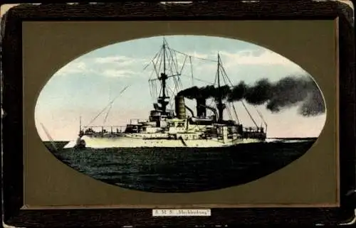 Präge Passepartout Ak Deutsches Kriegsschiff, SMS Mecklenburg, Kaiserliche Marine