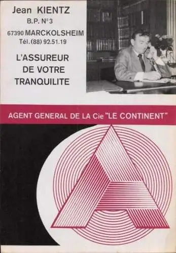 Ak Marckolsheim Markolsheim Elsass Bas Rhin, L'Assureur de Votre Tranquilite, Jean Kientz, Telefon