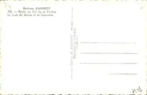 Ak Annecy Haute Savoie, Route du Col de la Forclaz, Le Saut du Moine et la Tournette
