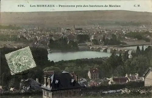 Ak Les Mureaux Yvelines, Panorama aufgenommen von den Höhen von Meulan