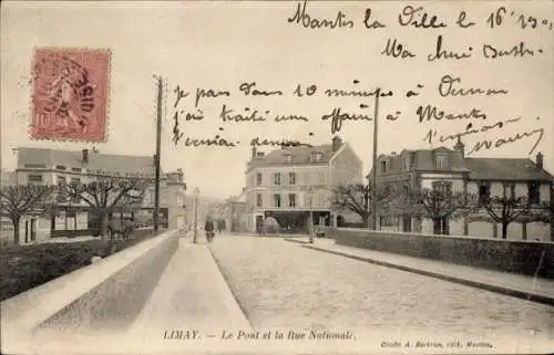 Ak Limay Yvelines, Le Pont und Rue Nationale