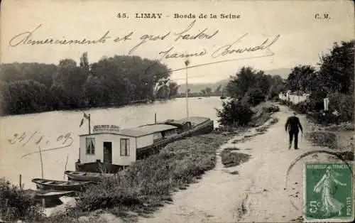 Ak Limay Yvelines, Ufer der Seine