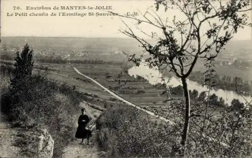 Ak Mantes la Jolie Yvelines, Petit chemin de Ermiatge St Sauvetre