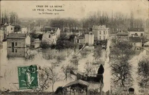 Ak Le Pecq Yvelines, Überschwemmung der Seine, Überblick