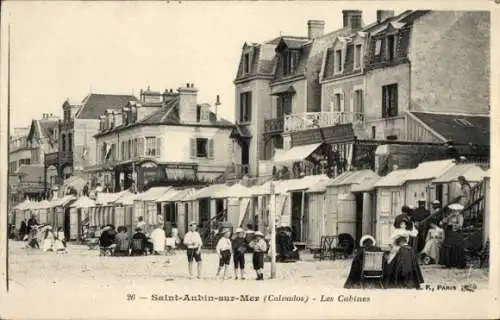 Ak Saint Aubin sur Mer Calvados, Les Cabines