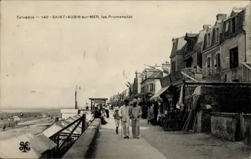 Ak Saint Aubin sur Mer Calvados, die Promenaden