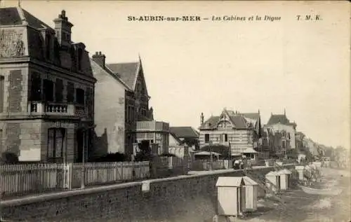Ak Saint Aubin sur Mer Calvados, Les Cabines und La Digue