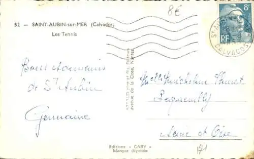 Ak Saint Aubin sur Mer Calvados, Tennis
