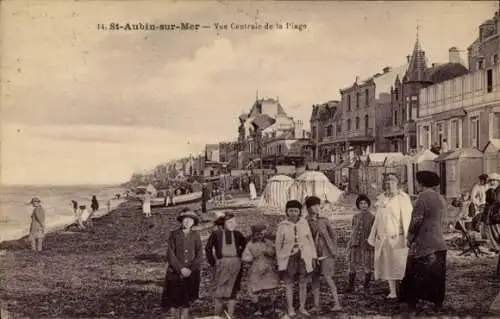 Ak Saint Aubin sur Mer Calvados, Strand