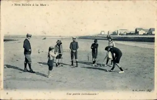 Ak Trouville Calvados, Unsere Babys am Meer