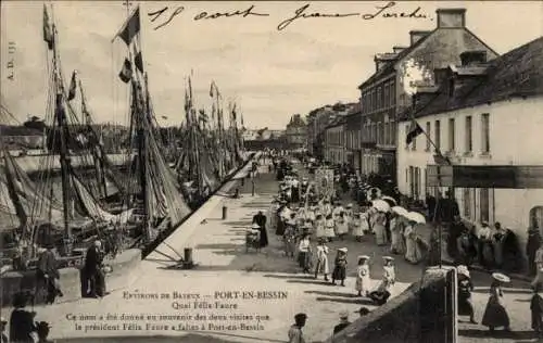 Ak Port en Bessin Calvados, Quai Felix Faure