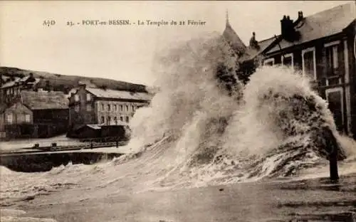 Ak Port-en-Bessin Calvados, Der Sturm vom 21. Februar