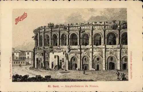 Ak Gard, Amphitheater von Nîmes, Maggi Reklame