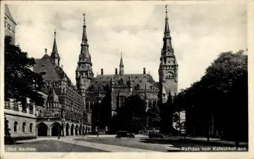 Ak Aachen, Rathaus vom Katschhof aus