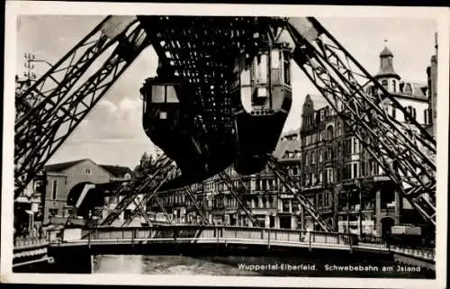 Ak Elberfeld Wuppertal, Schwebebahn, Island, Brücke