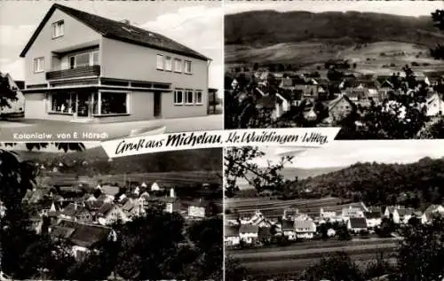 Ak Michelau in Oberfranken, Panorama, Teilansicht, Geschäft E. Hörsch