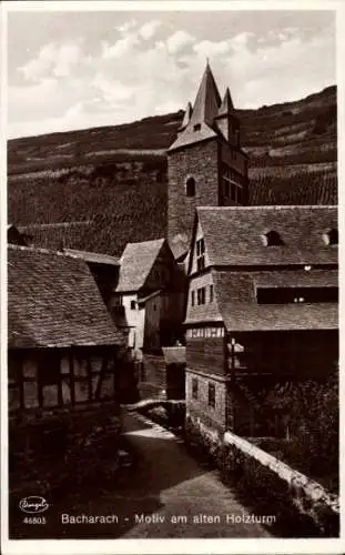 Ak Bacharach am Rhein, Motiv am alten Holzturm