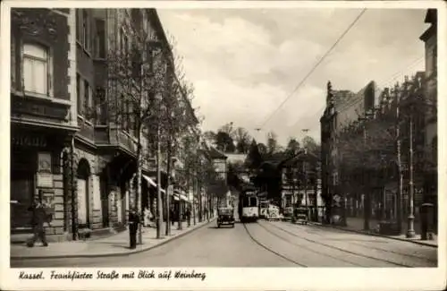 Ak Kassel in Hessen, Frankfurter Straße, Blick auf den Weinberg, Straßenbahn, Passanten