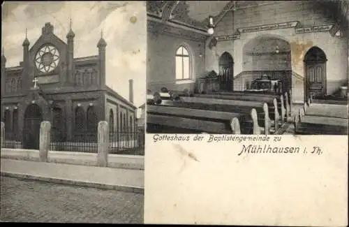 Ak Mühlhausen in Thüringen, Gotteshaus der Baptistengemeinde, Inneres
