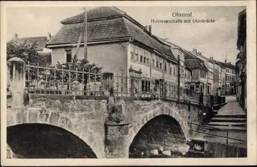 Ak Ohrdruf in Thüringen, Hermannstraße mit Ohrabrücke