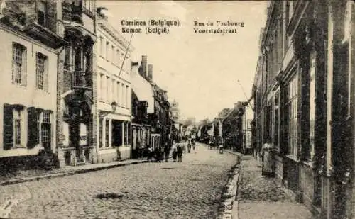 Ak Comines Warneton Wallonien Hennegau, Rue du Faubourg, Voorstadstraat