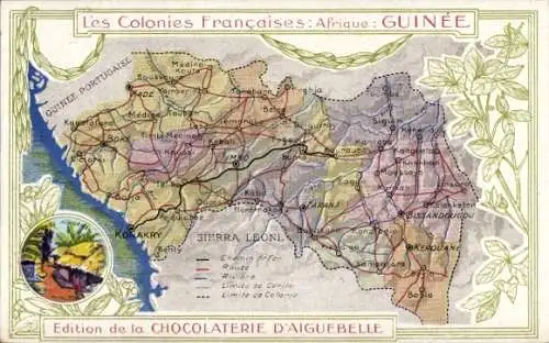 Landkarten Ak Guinea, Les Colonies Francaises, Konakry, Kerouane