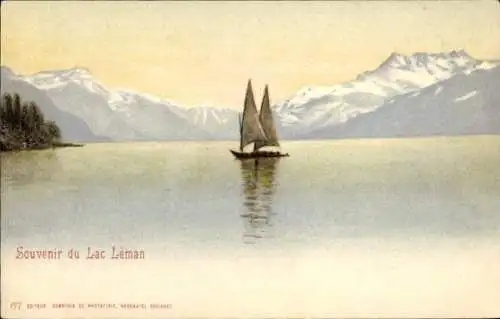 Ak Genf Kanton Schweiz, Lac Leman, Segelboot