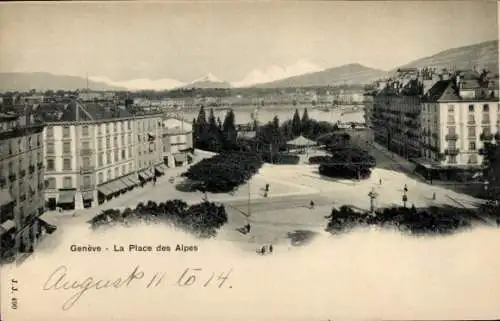 Ak Genève Genf Schweiz, La place des Alpes