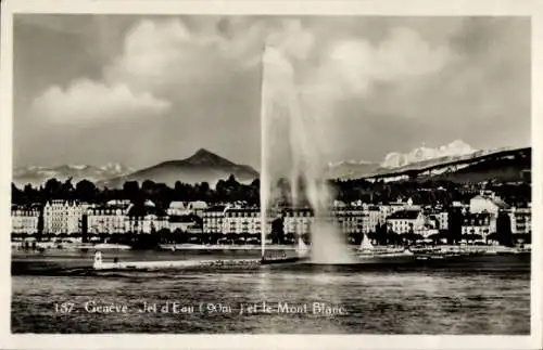 Ak Genève Genf Schweiz, Jet d'Eau, Mont Blanc