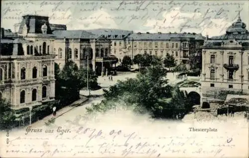 Ak Cheb Eger Region Karlsbad, Theaterplatz