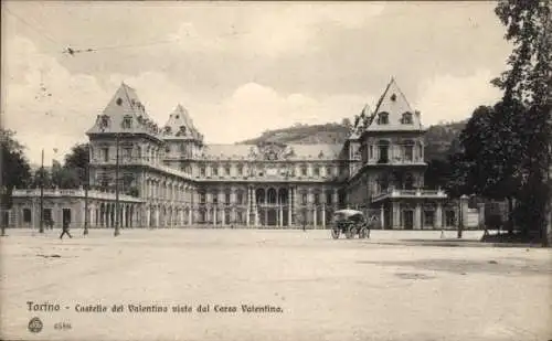 Ak Torino Turin Piemonte, Castello del Valentino visto dal Corso Valentino