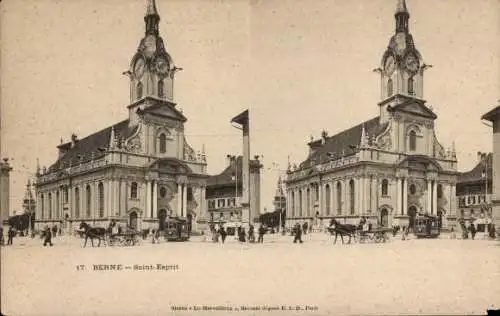 Stereo Ak Bern Stadt Schweiz, Kirche Saint Esprit