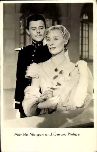 Ak Schauspielerin Michele Morgan, Schauspieler Gerard Philipe, Film Das große Manöver