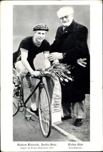 Ak Schauspieler Herbert Weinrich, Walter Rütt, Berlin-Britz, Radrennfahrer