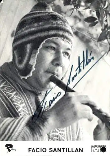 Ak Schauspieler Facio Santillan, Portrait, Autogramm, Flöte