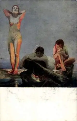 Künstler Ak Klinger, Max, Blaue Stunde, Frauenakt