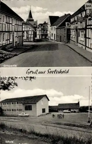 Ak Dorf Seelscheid Neunkirchen-Seelscheid, Straßenpartie, Schule